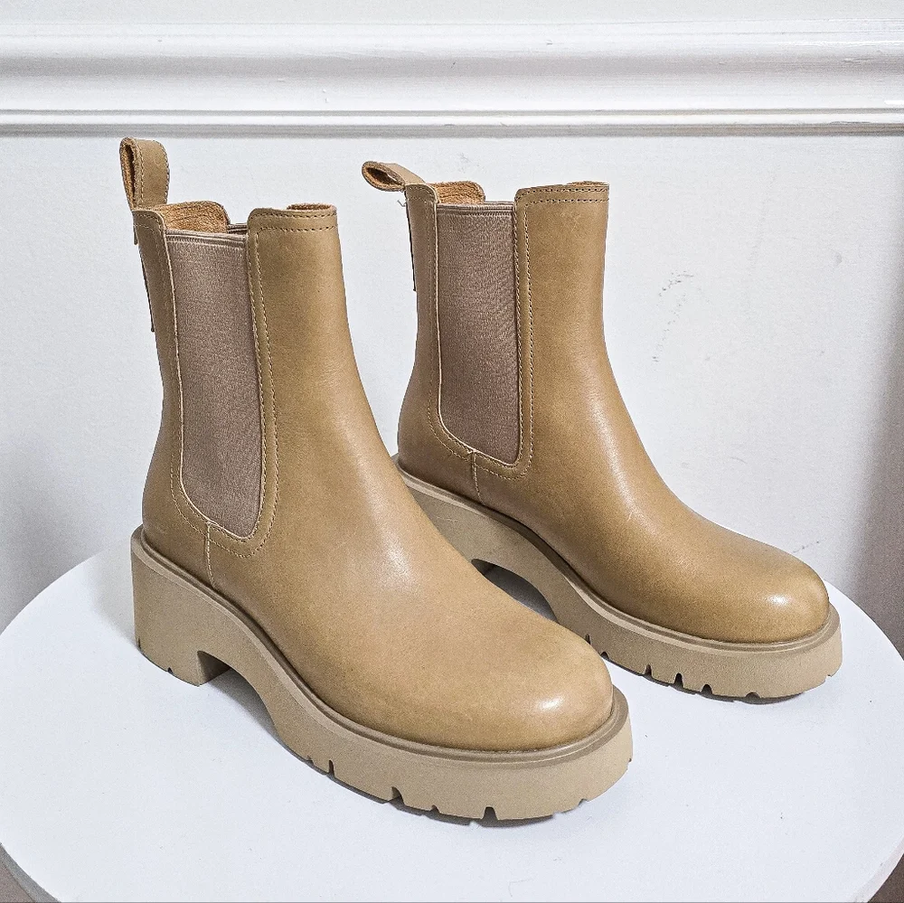 Camper Milah beige Chelsea leather boots size 38 - Picture 1 of 11